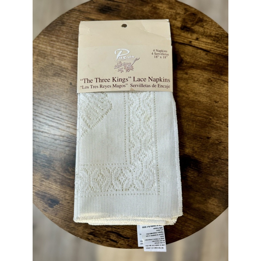 NWT Vintage Kmart The Three Kings Lace Napkins Set-4  ‎  18"x18"